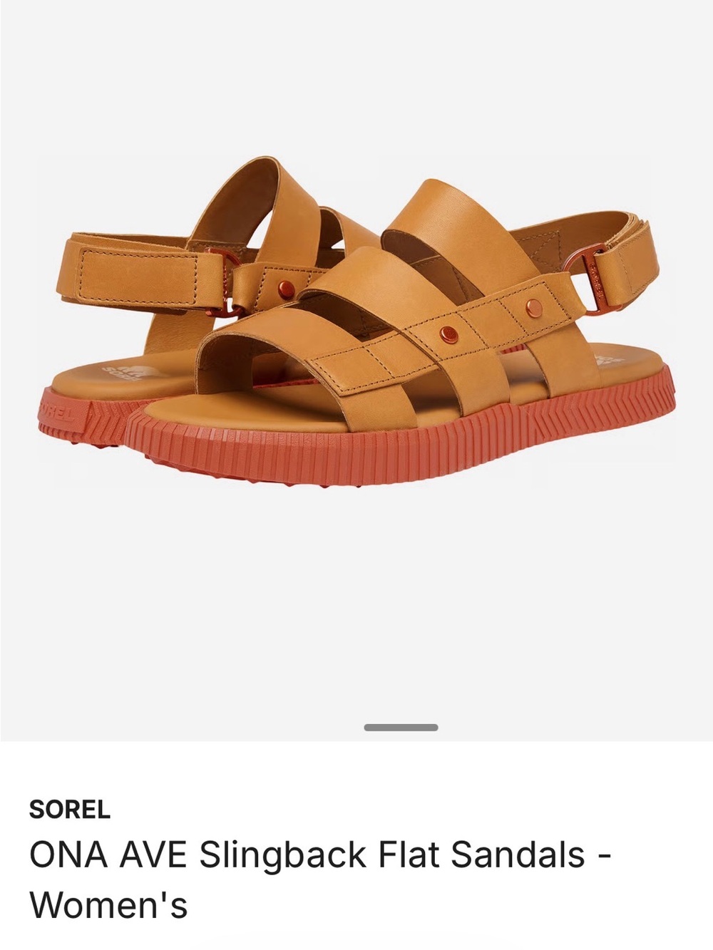 Sorel ONA AVE Slingback Flat Sandals -Canyon Gold (BNIB) - Picture 5 of 8